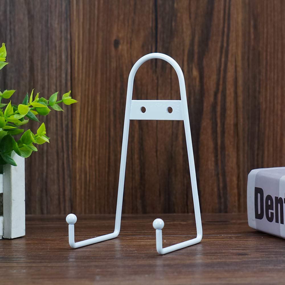 6 Inch Medium White Metal Wall Mount Display Easel Plate Hanger Vertical Plate Stand Holders Picture Frame Stand For Wall 4 Pack