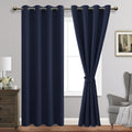 Jiuzhen Navy Blackout Curtains With Tiebacks-Thermal Insulated, Light Blocking/Noise Reducing Grommet Curtain Drapes For Bedroom/Living Room, Set Of 2 Window Curtain Panels, 52 X 84 Inch Length