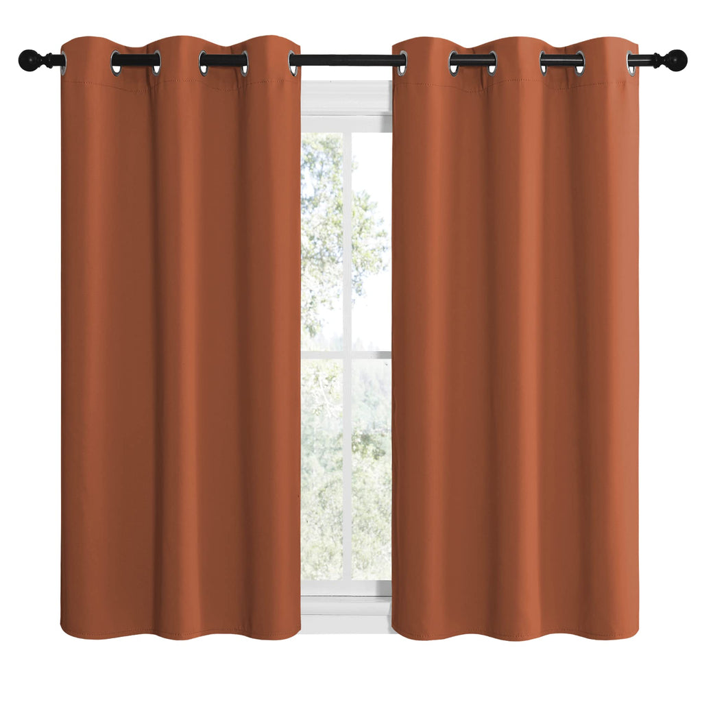 Nicetown Bedroom Halloween Curtains 48 Inches Long, Burnt Orange Privacy And Thermal Insulated Blackout Drapes For Windows (1 Pa