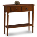 Coastal 30 in. Solid Wood Hall Console Table with Drawer Storage, Pecan Brown - Leick Home, 20027-PC