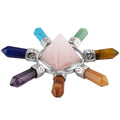 Rockcloud Pyramid & 7 Chakra Points Energy Generator,Reiki Healing Crystal Stone,Rose Quartz