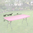 Kwik-Covers 5 Pack Of Rectangular Plastic Table Covers Bundle - 70 Paper Napkins Included - For 6' Foot Or 8' Foot Tables - (Table Not Included) (Pink, 30' X 96' (8' Foot Table))