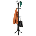 Mind Reader Coat Rack, Hall Tree, Freestanding Organizer, Coat Tree, Hat, Jacket, Purse, Metal, 18L x 18W x 68.5H, Black