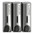 Trio Wall Mounted Shampoo Soap Shower Dispensers with 3x350ml Refillable Bottles,Silver