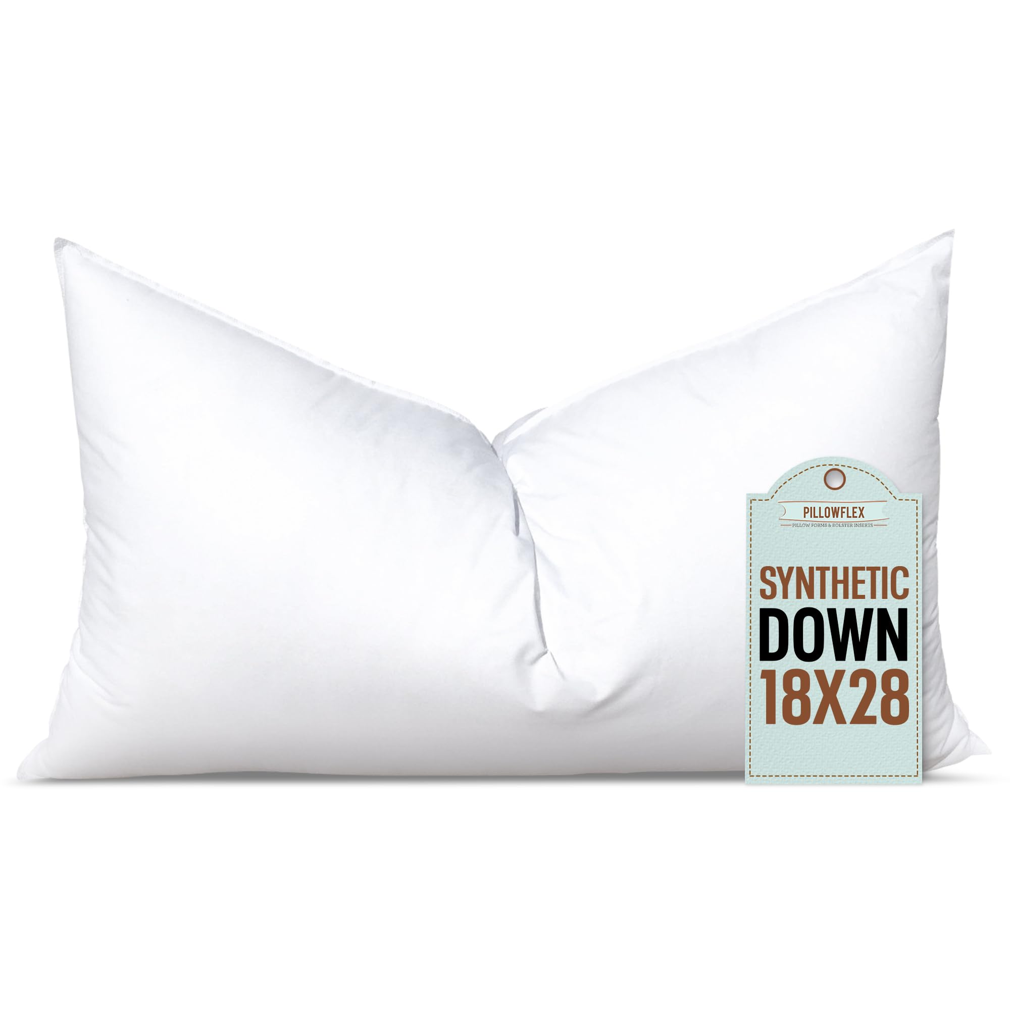 Pillowflex Synthetic Down Pillow Insert - 18X28 Down Alternative Pillow, Ultra Soft, Large Rectangle, Lumbar, Back, Sofa, Sleepi