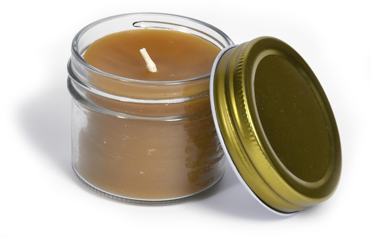 BeeTheLight Beeswax Jar Candle - 100% Pure USA Bees Wax in Glass Container with Cork Lid - Unscented - All Natural Light Honey S