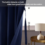 Jiuzhen Blackout Curtains With Tiebacks - Thermal Insulated, Light Blocking And Noise Reducing Grommet Curtain Drapes For Bedroom And Living Room, Set Of 2 Panels, 42 X 54 Inch Length, Navy Blue
