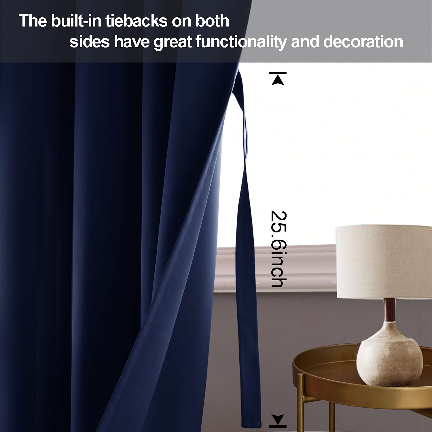 Jiuzhen Blackout Curtains With Tiebacks - Thermal Insulated, Light Blocking And Noise Reducing Grommet Curtain Drapes For Bedroom And Living Room, Set Of 2 Panels, 42 X 54 Inch Length, Navy Blue