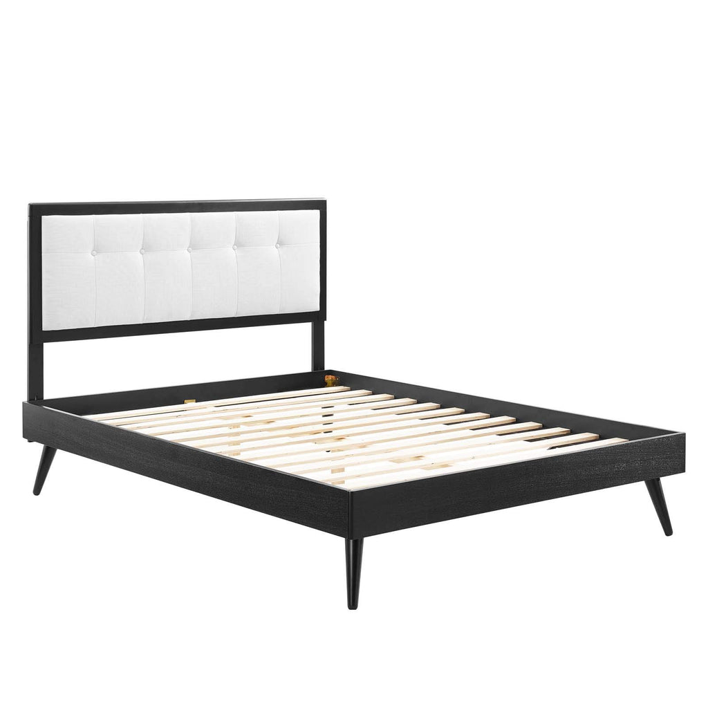 Modway Mod-6385-Blk-Whi Willow Queen Wood Platform Bed With Splayed Legs, Black White