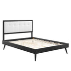 Modway Mod-6385-Blk-Whi Willow Queen Wood Platform Bed With Splayed Legs, Black White