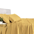 Royal Tradition Viscose From Bamboo Bed Sheets, Twin Extra Long Xl, Solid Gold, Super Soft And Cool 3Pc Sheet Set