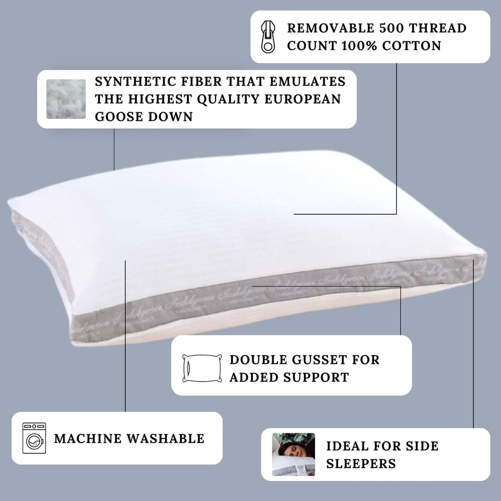 Isotonic Synthetic Down Pillow for Side Sleepers - White Stripe - Standard/Queen