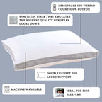 Isotonic Synthetic Down Pillow for Side Sleepers - White Stripe - Standard/Queen