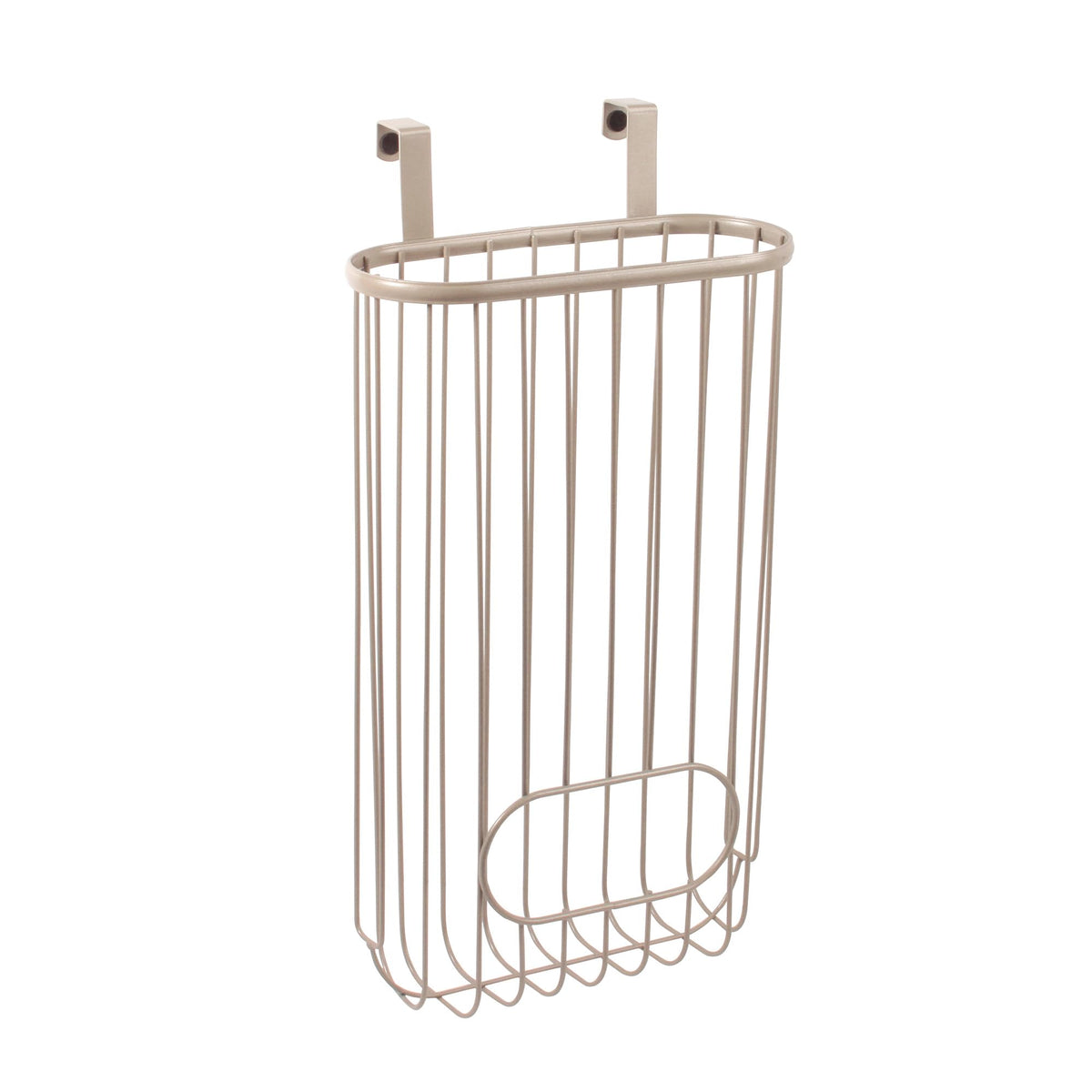 Spectrum Ashley Over The Cabinet Plastic Bag Holder (Satin Nickel Powder Coat)  Grocery & Recycling Bag Dispenser for Kitchen, 
