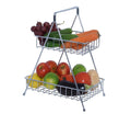 Toro Steel Countertop Fruit & Vegetable Basket For Dining Table/Kitchen Triangle Shape (Silver) (Silver, Design_2)