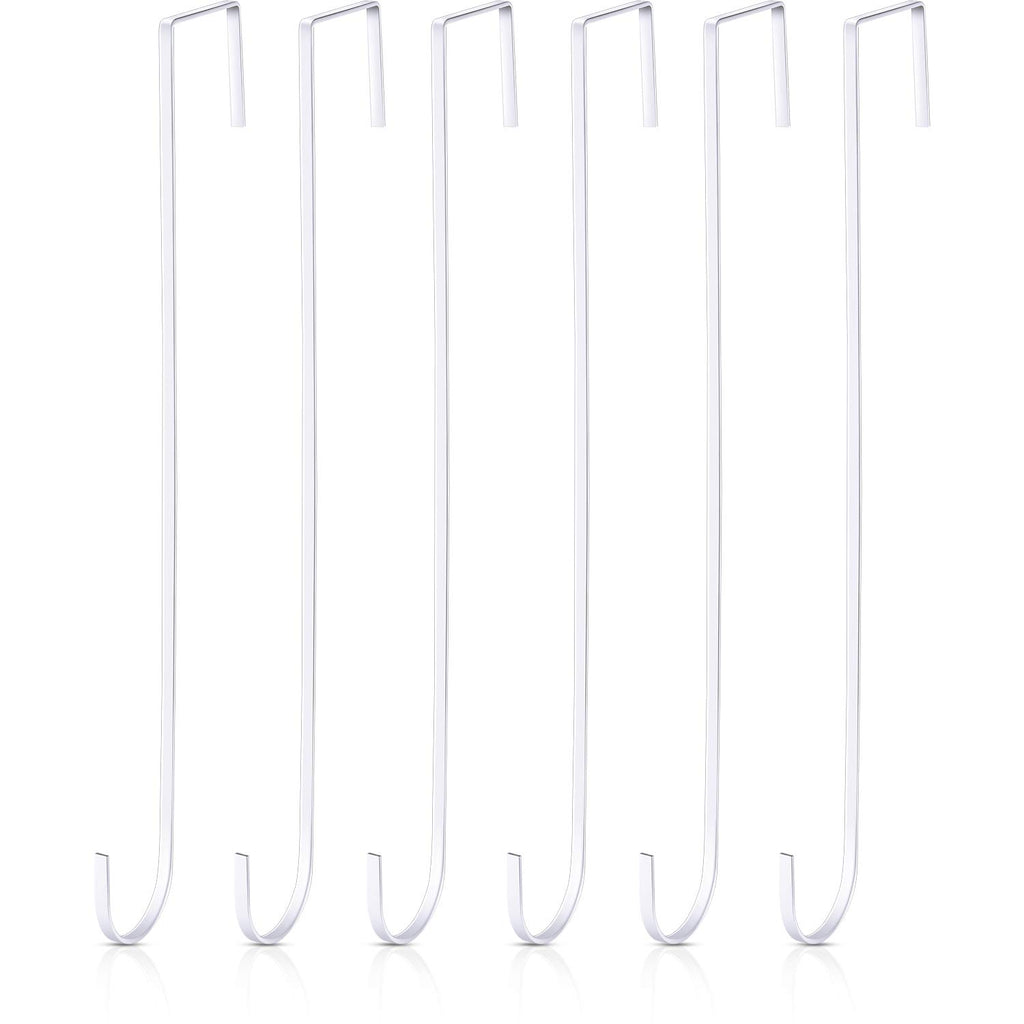 15 Inch Wreath Hanger Hooks Over Door Metal Hooks Practical Clothes Towel Hanger Hooks for Christmas Front Door Decorations (Whi