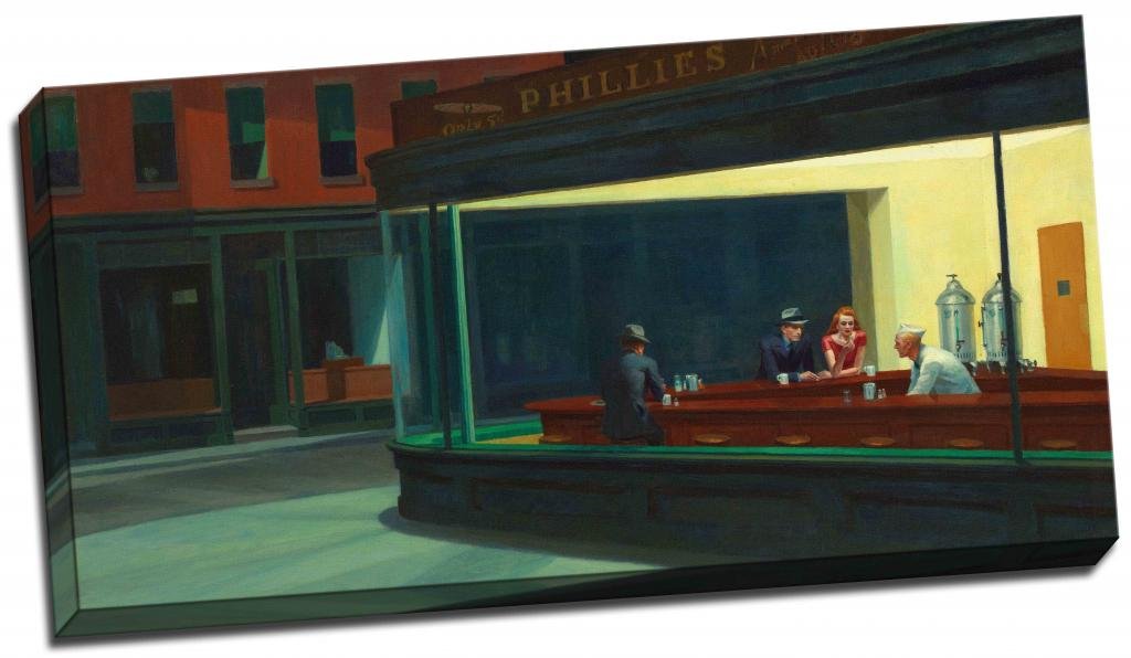 Panther Print Large Nighthawks Edward Hopper 1942 Canvas Print Art Poster 30 x 16 Inches (76cm x 41cm)