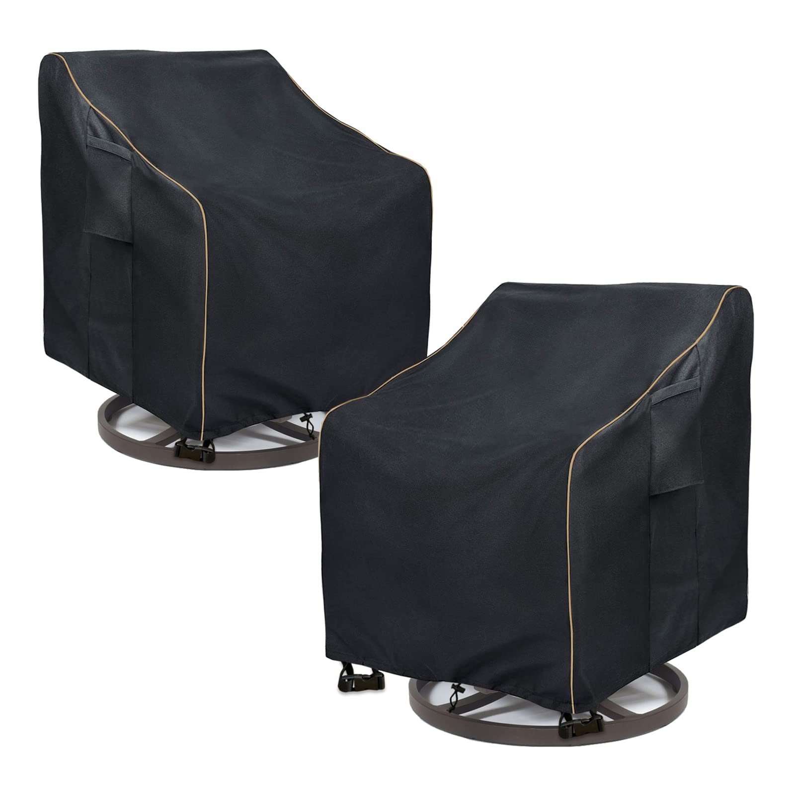 Lsongsky Outdoor Swivel Lounge Chair Cover 2 Pack,100% Waterproof Heavy Duty Outdoor Chair Covers,(33 W X 35 D X 38.5 H Inches) Patio Furniture Cover For Swivel Patio Lounge Chair,Black