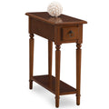 Coastal Solid Wood Narrow End Table with Drawer, Rich Pecan Brown, Perfect for Living Rooms, Bedrooms, and Offices - Leick Home,