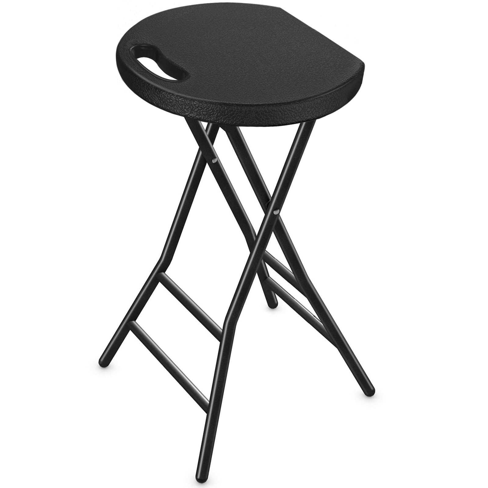 5Rcom Folding Stool, 24 inch Bar Stools with Handle, Metal and Plastic Foldable Stool for Adults Portable, Collapsible Round Fol