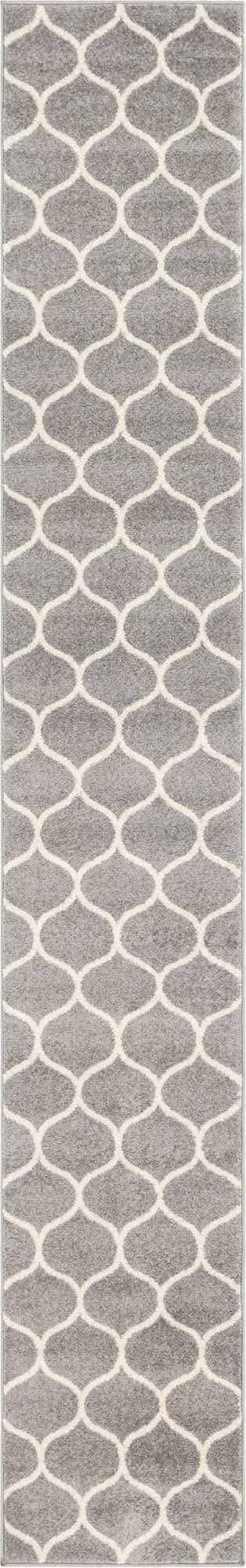 Unique Loom Trellis Frieze Collection Area Rug - Rounded (2' x 13' 1'' Runner, Light Gray/ Ivory)