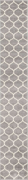 Unique Loom Trellis Frieze Collection Area Rug - Rounded (2' x 13' 1'' Runner, Light Gray/ Ivory)