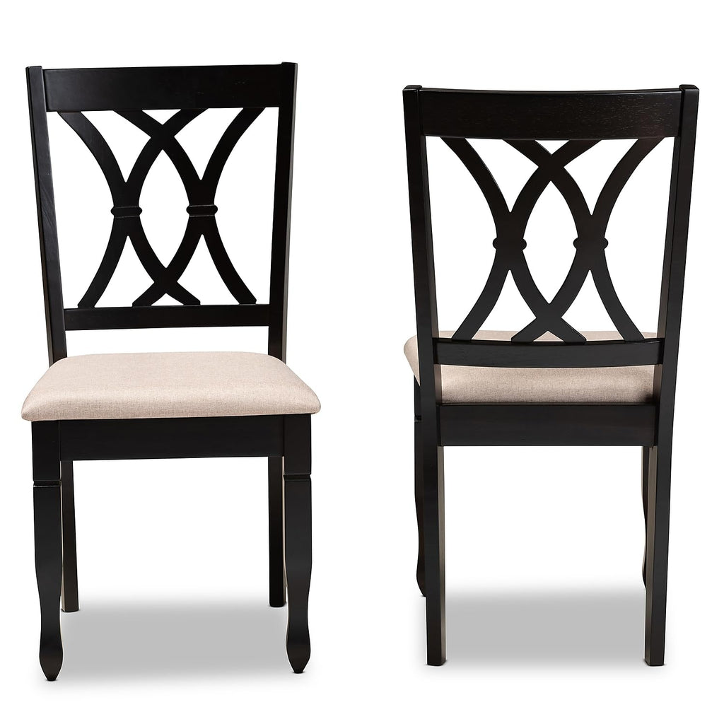 Baxton Studio Reneau Contemporary Fabric Dining Chair, Sand Brown and Espresso, 2/Set (162-2PC-10527HT)