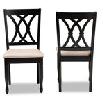 Baxton Studio Reneau Contemporary Fabric Dining Chair, Sand Brown and Espresso, 2/Set (162-2PC-10527HT)