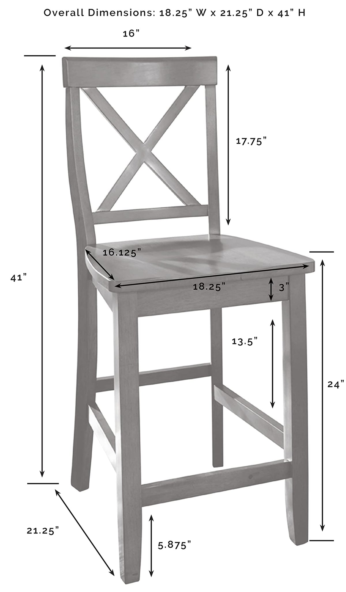 Crosley Furniture X-Back Wood Counter Height Bar Stools Set of 2, White, 24-inch