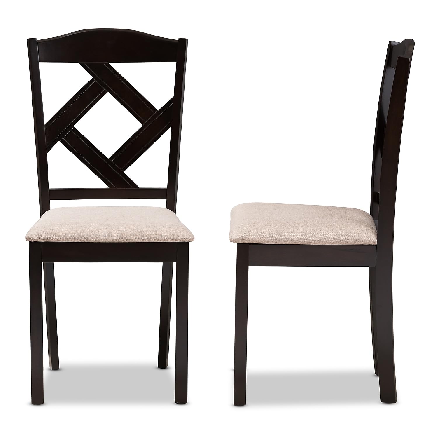 Baxton Studio Ruth Contemporary Fabric Dining Chair, Beige and Dark Brown, 2/Pack (142-2P-8027-HiT)