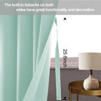 Jiuzhen Aqua Blackout Curtains With Tiebacks Thermal Insulated, Light Blocking And Noise Reducing Grommet Curtains For And Living Room, Set Of 2 Window Curtain Panels, 42 X 84 Inch Length