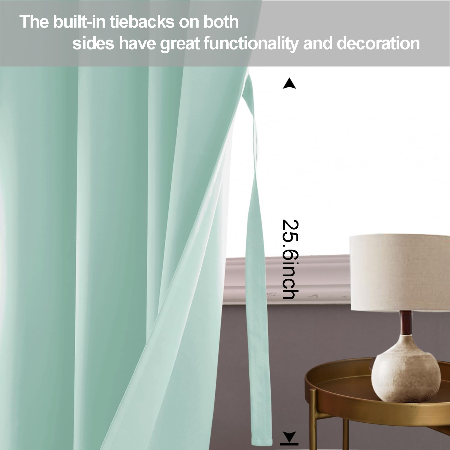 Jiuzhen Aqua Blackout Curtains With Tiebacks Thermal Insulated, Light Blocking And Noise Reducing Grommet Curtains For And Living Room, Set Of 2 Window Curtain Panels, 42 X 84 Inch Length