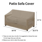Easy-Going Waterproof Patio Sofa Cover Uv Resistant 2 Seater Outdoor Loveseat Cover Weatherproof Lawn Patio Furniture Cover With Tape Sealed Seam (58Wx32.5Dx31H Inch, Camel)