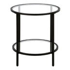 Henn&Hart 20' Wide Round Side Table With Glass Shelf In Brass, Table For Living Room, Bedroom