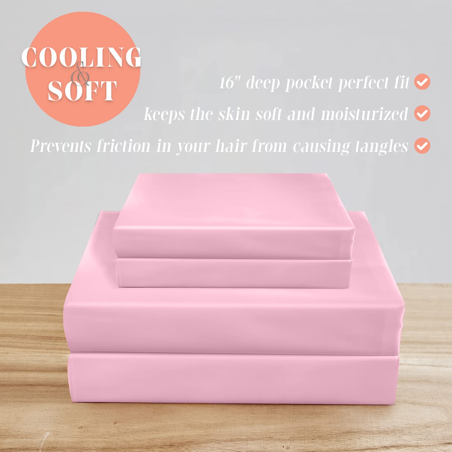 Elegant Comfort Luxurious 4-Piece Silky Satin Sheet Set, Skin And Hair Friendly, Wrinkle, Fade, Stain Resistant With Deep Pockets Fitted Sheet, Cooling Soft Satin Sheet Set, Twin Xl, Light Pink