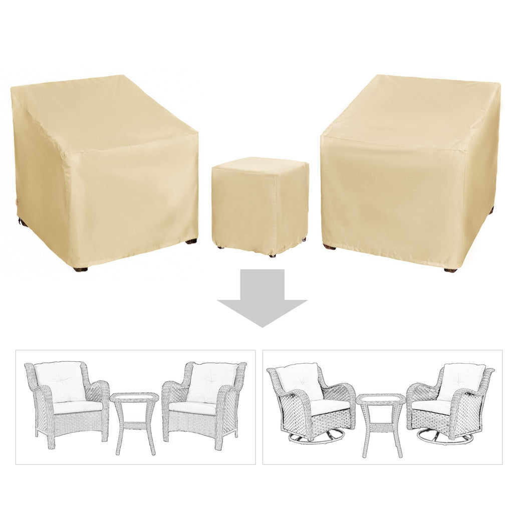 Baner Garden Patio Furniture Covers,Outdoor Furniture Cover Waterproof,Patio Furniture Set Covers For 3 Piece Outdoor Bistro,Patio Sofa Covers Set For 2 Chairs And Coffee Table,Khaki
