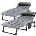 Aboron 2Pk Chaise Lounge Chair,5 Positions Padded Outdoor Tanning Chair,Heavy Duty Portable Lounge Chair For Outdoor Sunbathing Patio Pool Lawn Deck Poolside,Support Up To 440 Lbs