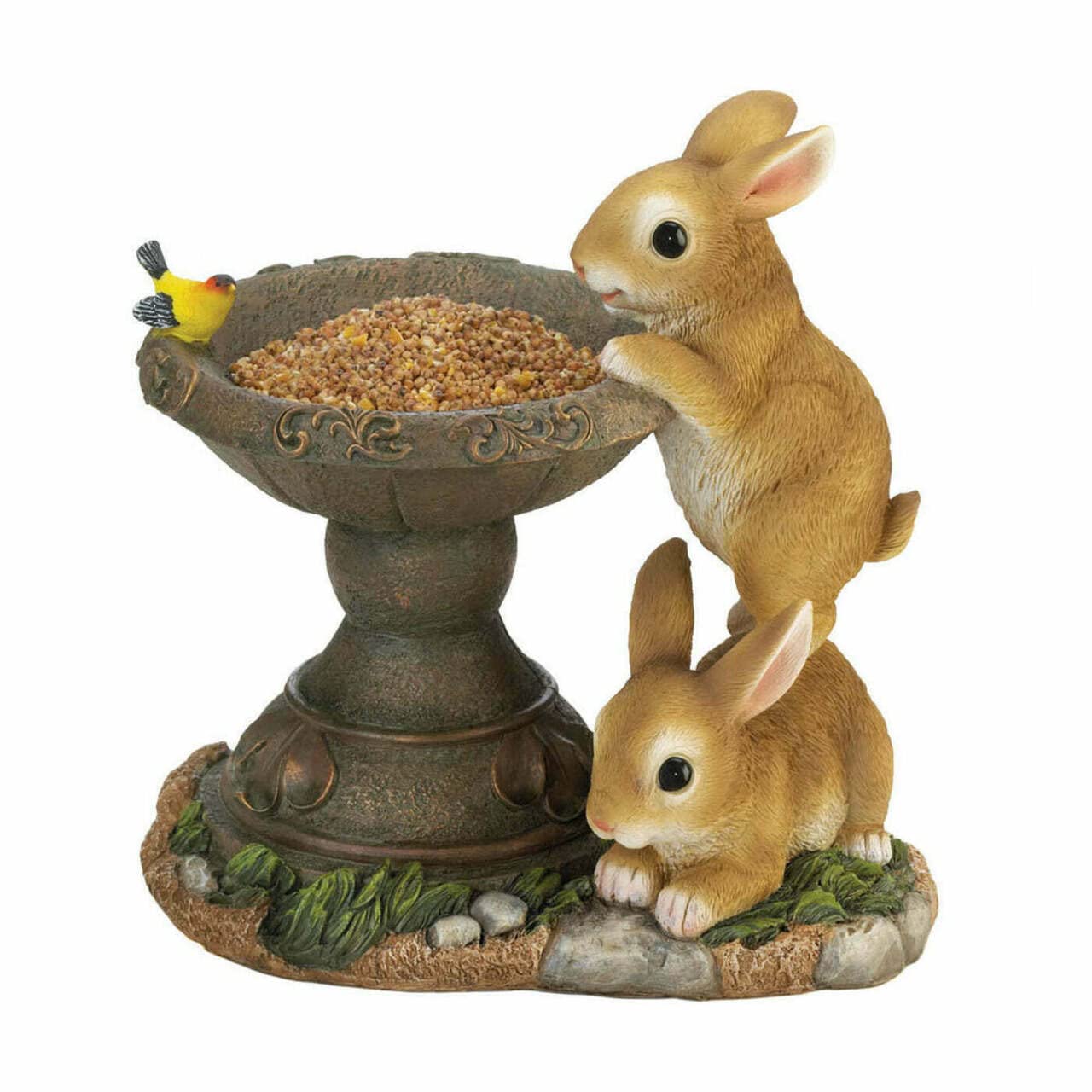 Summerfield Terrace 10018695 Playful Bunnies Bird Feeder, Brown