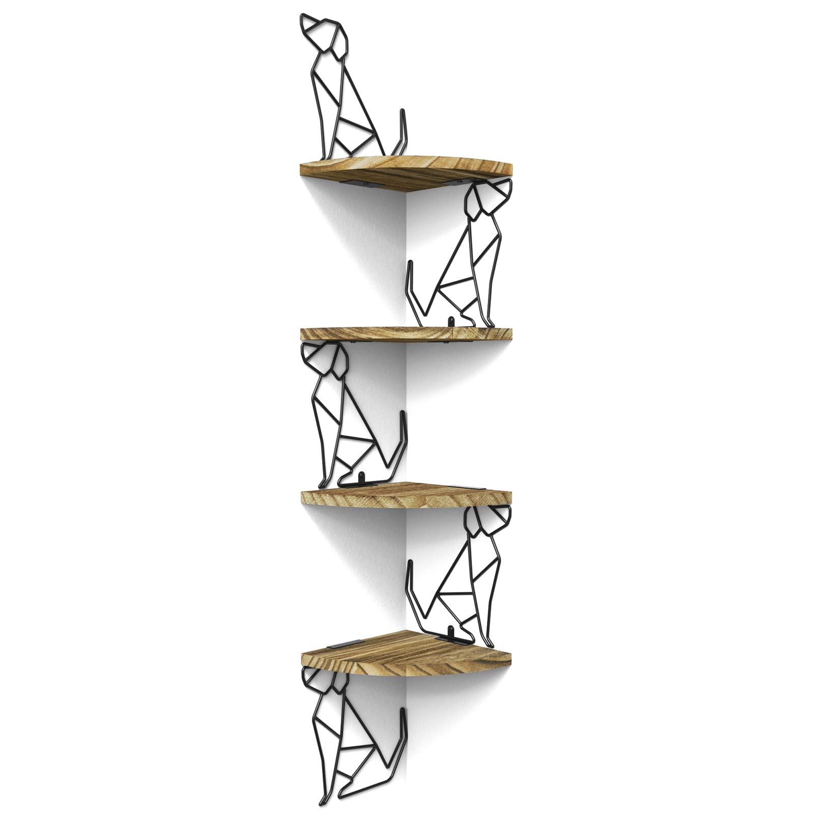 Alsonerbay Corner Shelf Wall Mount, 4 Tier Floating Shelves for Wall Storage, Rustic Wall Shelves Wood Shelves for Bedroom, Livi