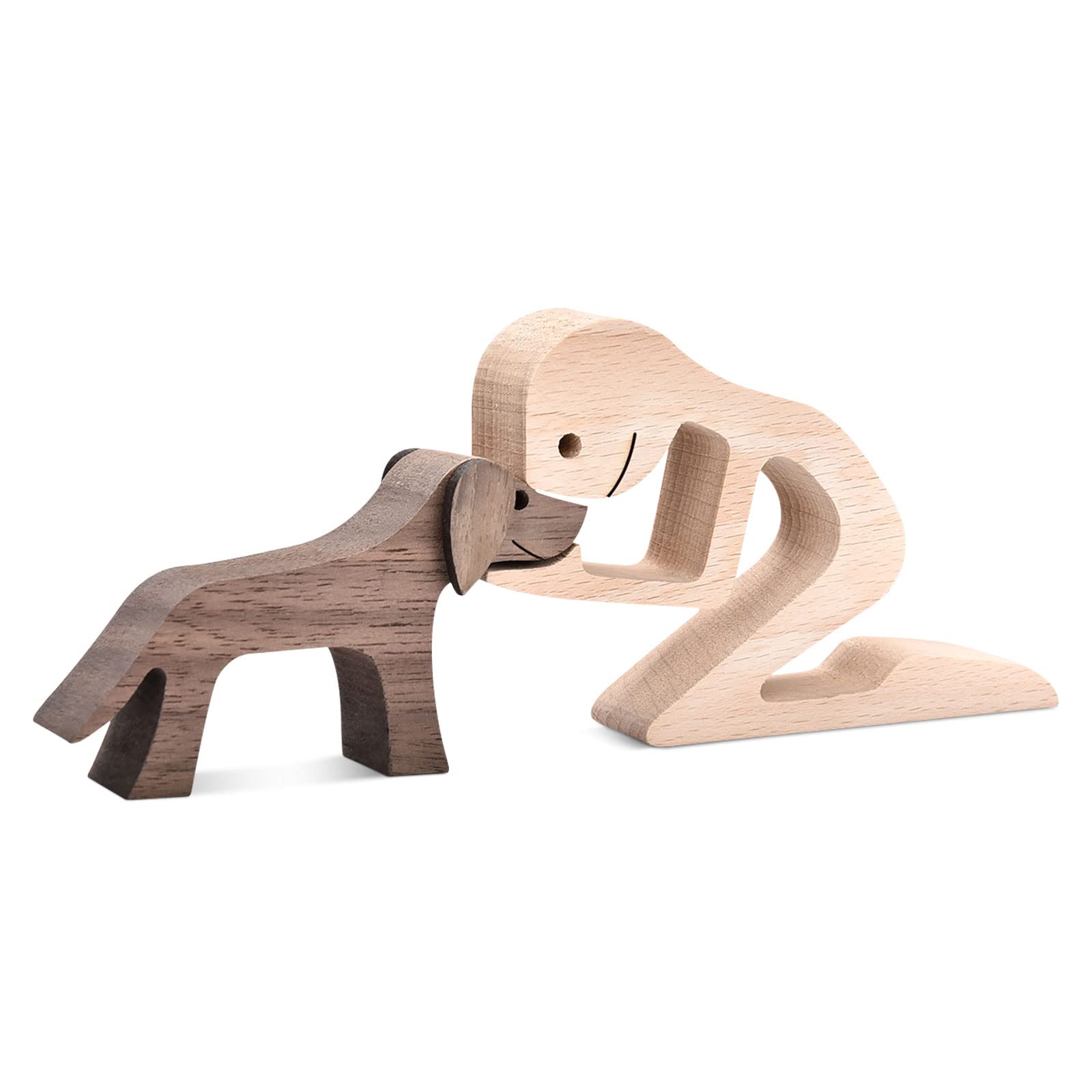 Handmade Wooden Dog Gift for Dog Lover,Wooden Carving Dog,Dog Statue Wood Small Decorations for Home,Office,Living Room