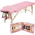 Yaheetech Spa Bed Portable Lash Bed Massage Bed Foldable Spa Tables Adjustable 2 Fold with Non-Woven Bag 24 inch, Pink