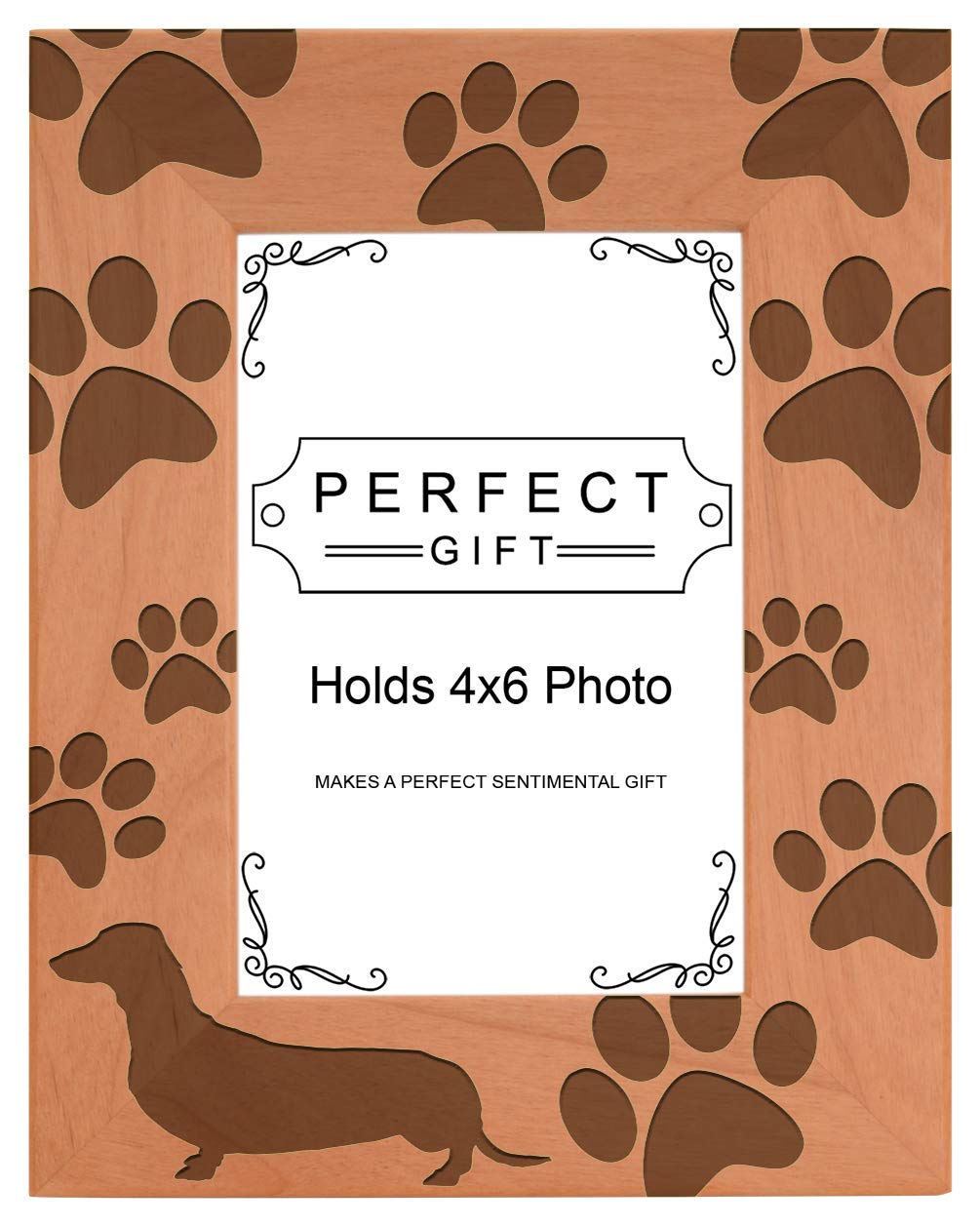 Gifts For All By Rachel Olevia Dog Lover Gift Dachshund Weiner Dog Prints Natural Wood Engraved 4x6 Portrait Picture Frame Wood