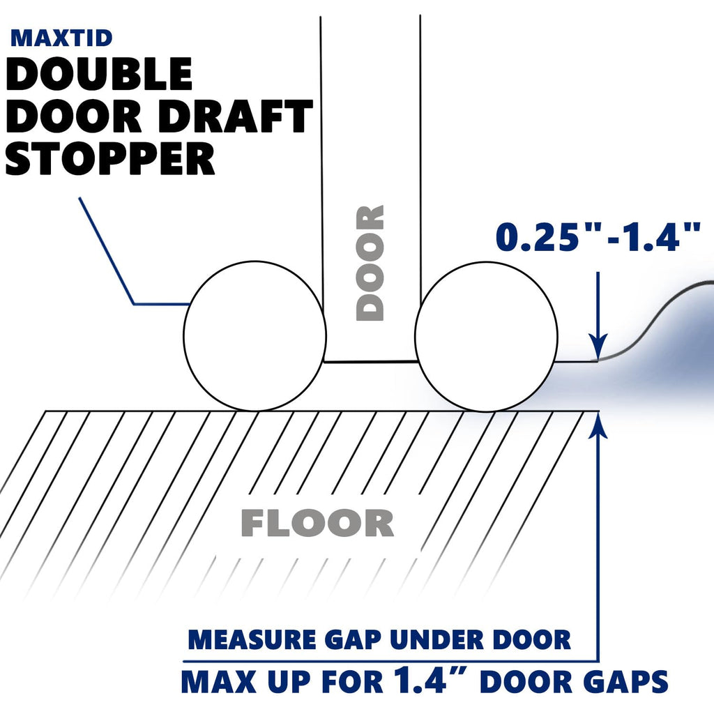 Maxtid 32' Black Door Air Draft Stopper - Wind Blocker For Bedroom Doors & Small Apartments