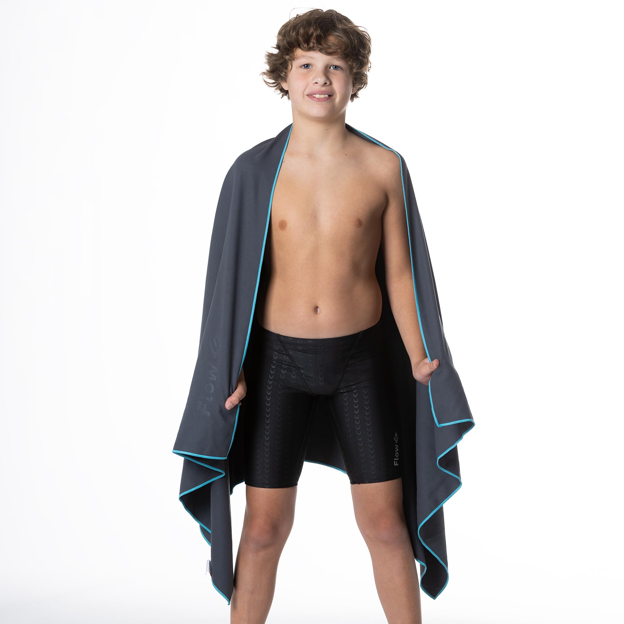 Flow Swim Gear Hydro Sport Towel Microfiber Quick Dry Gray Large 60" x 30"