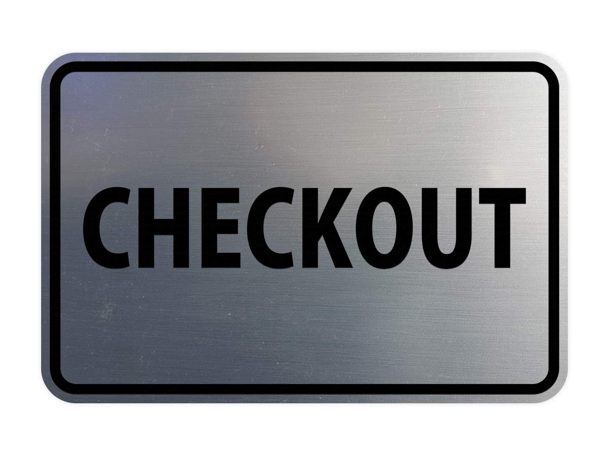 Signs Bylita Classic Framed Checkout Sign (Brushed Silver) - Large