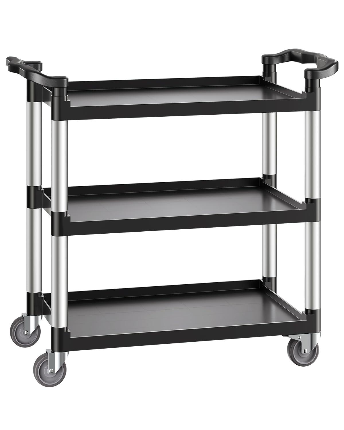 VEVOR Utility Cart, 500 lbs Load Capacity, 3-Tier Utility Plastic Cart with 360 Swivel Wheels (2 with Brakes), 31.1 x 19.3-inch 