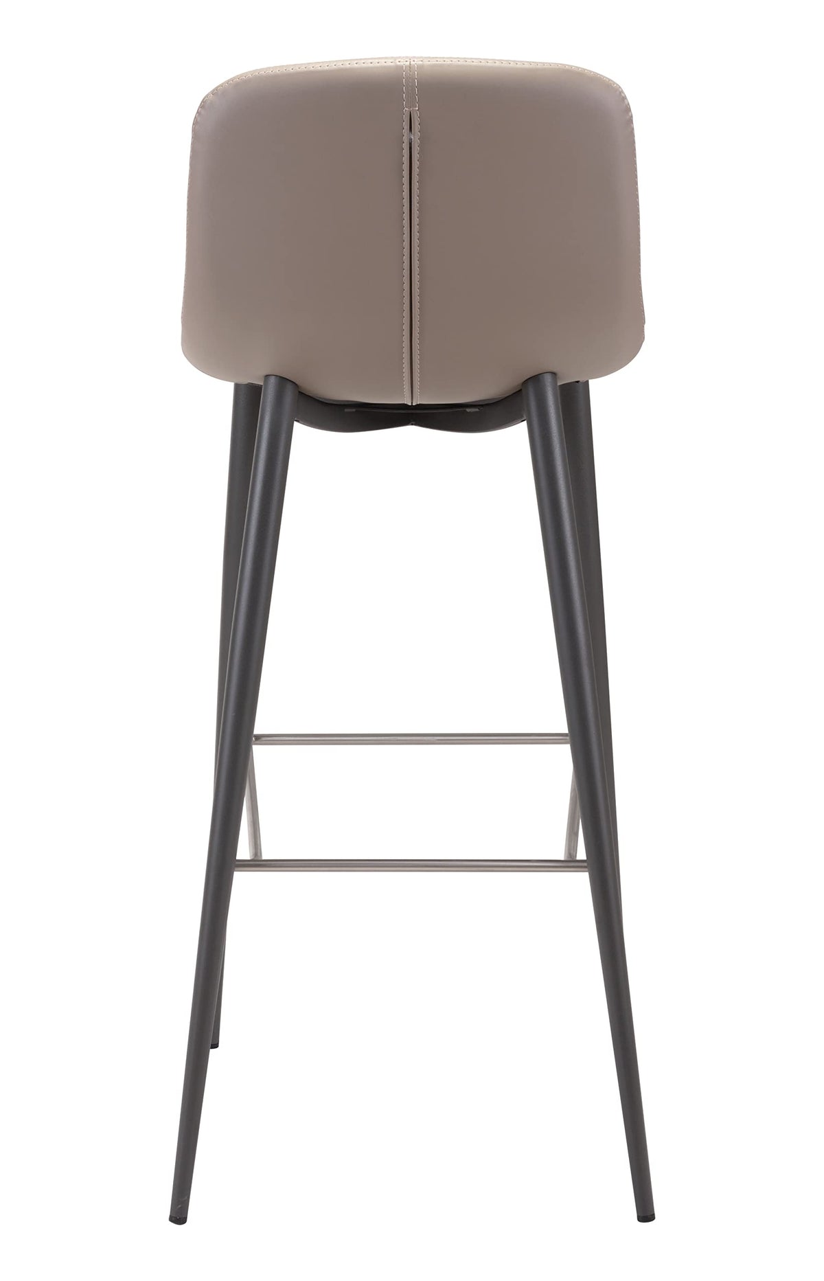 Zuo Modern Tangiers Bar Chair Set Steel, Foam, Faux Leather Taupe, Dark Gray Indoor Weight Capacity 280 lbs Dimensions: 17.3" W x 20.7" D x 40.2" H Pack of 2