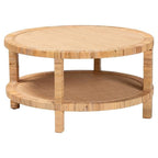 bali & pari Kalimantan Light Honey Rattan and Mahogany Wood Coffee Table