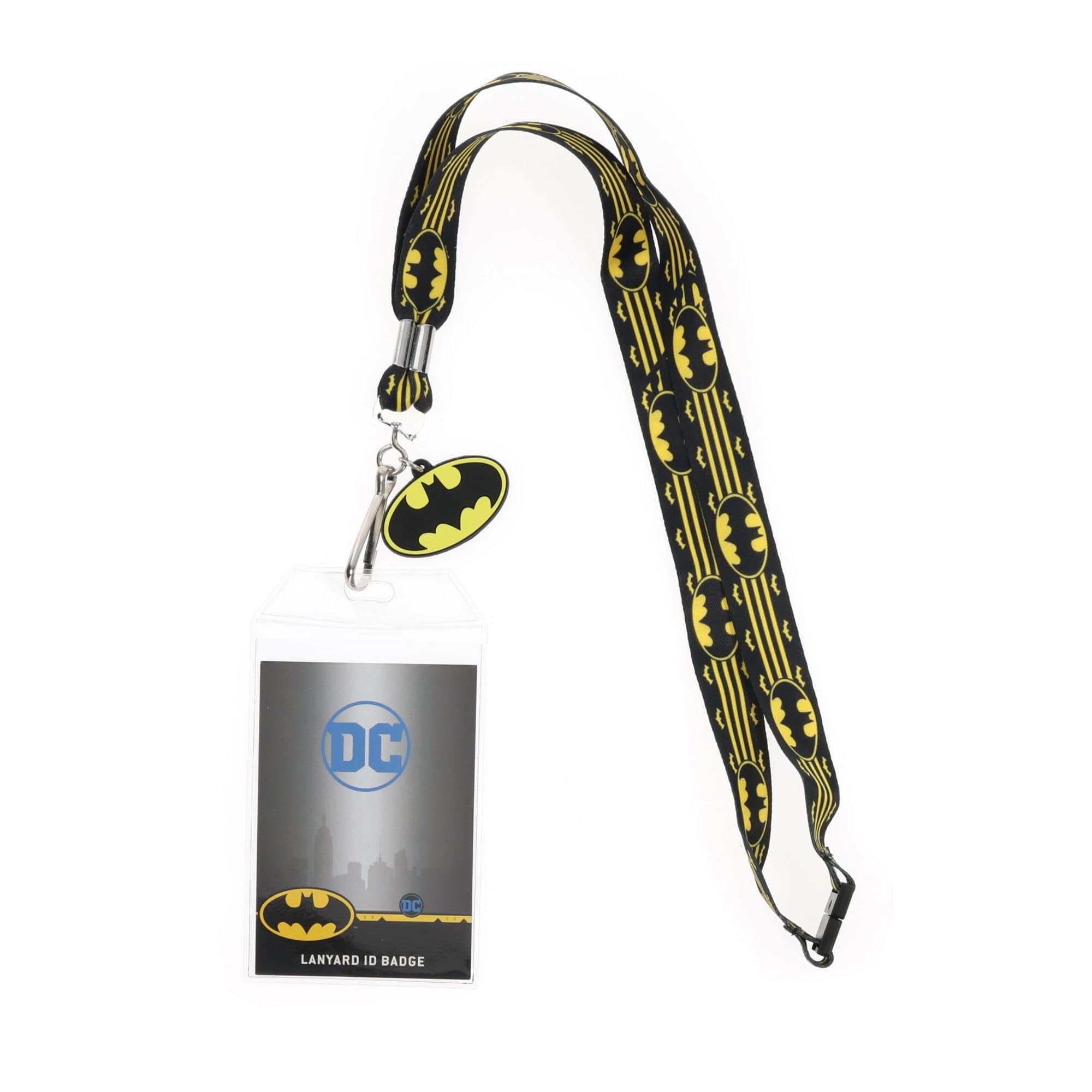 Silver Buffalo Dc Comics Batman Wrap-Around Logo Lanyard With Badge Holder And Charm