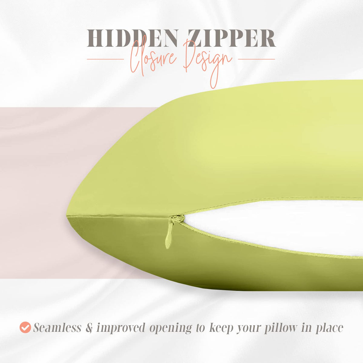 Elegant Comfort Silky And Luxurious 2-Piece Satin Pillowcase Set For Healthier Skin And Hair, Hidden Zipper Closure And Beautifully Packaged, Satin Pillowcase Set, Standard/Queen, Pistachio Green